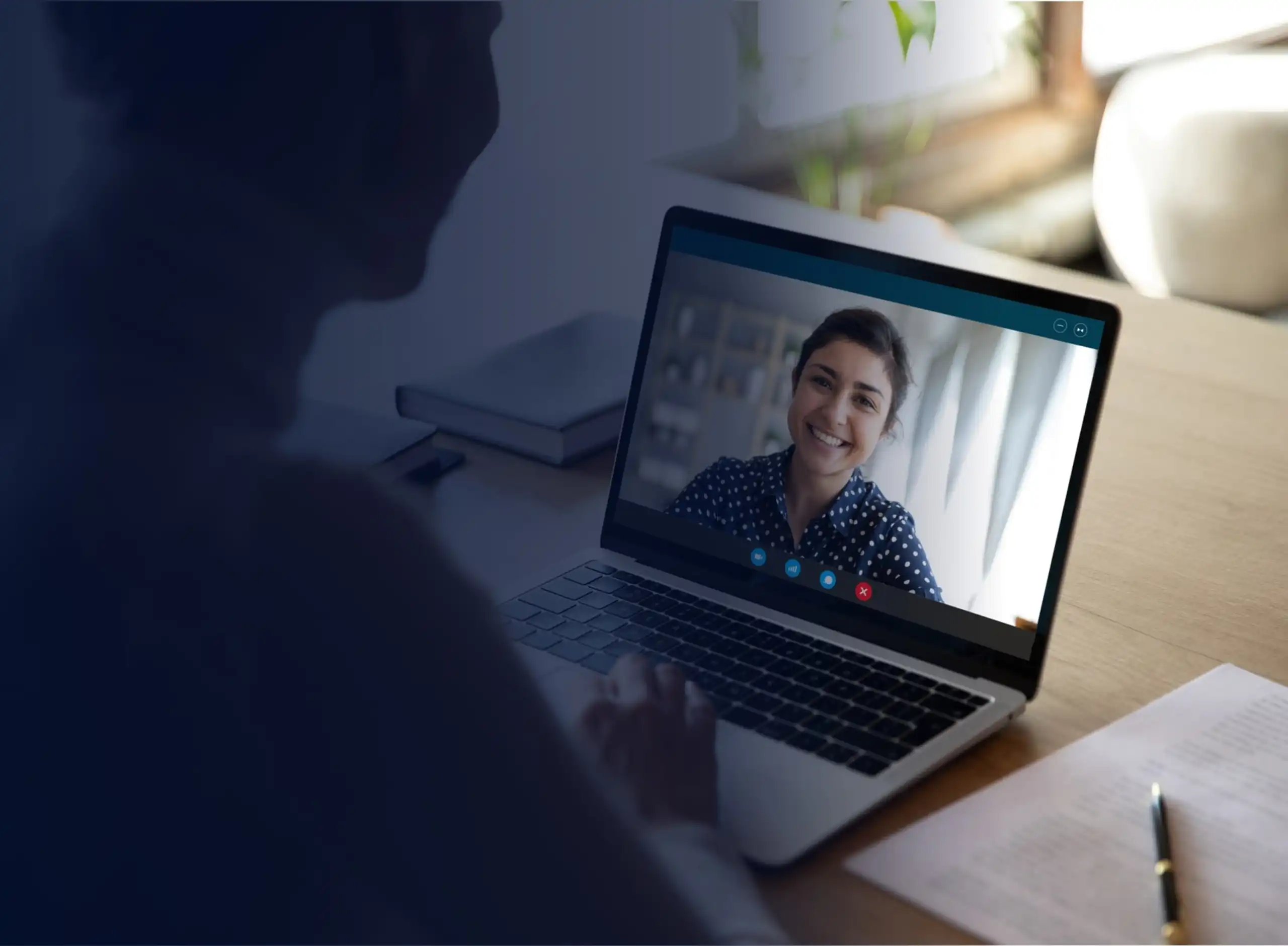 Woman on a video call screen