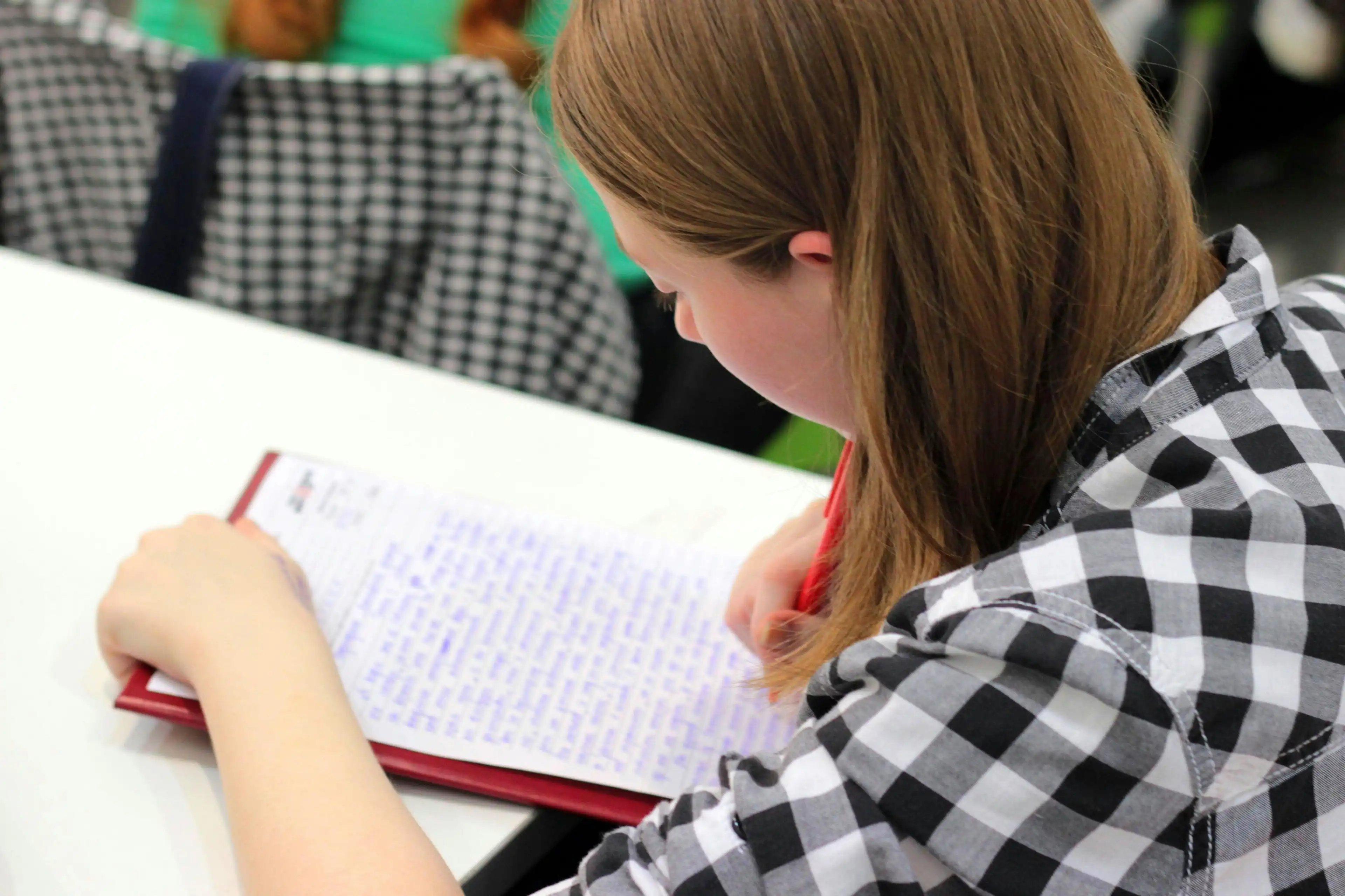 High school student writing