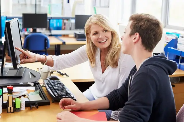Female Careers Advisor Meeting MaleHigh school Student