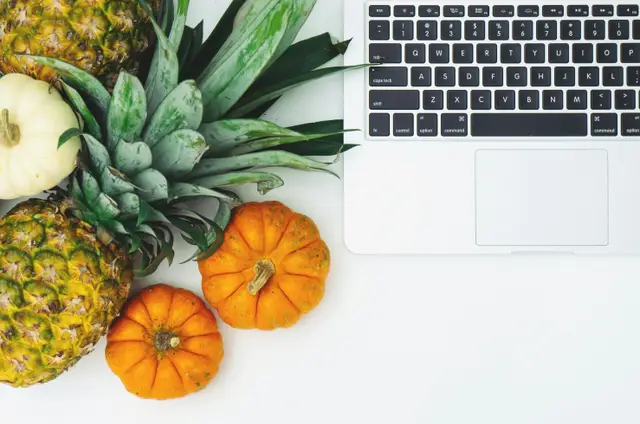 Fruit and a laptop