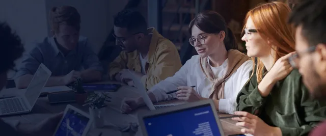 Students learning in a group