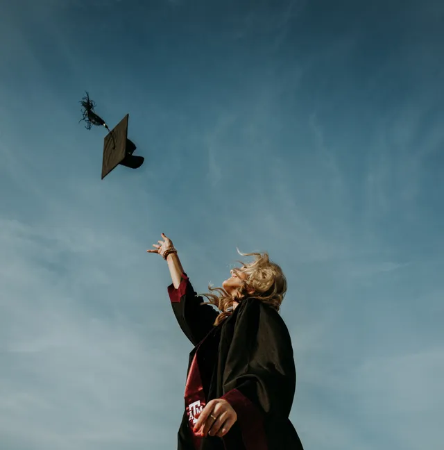 Happy graduate student